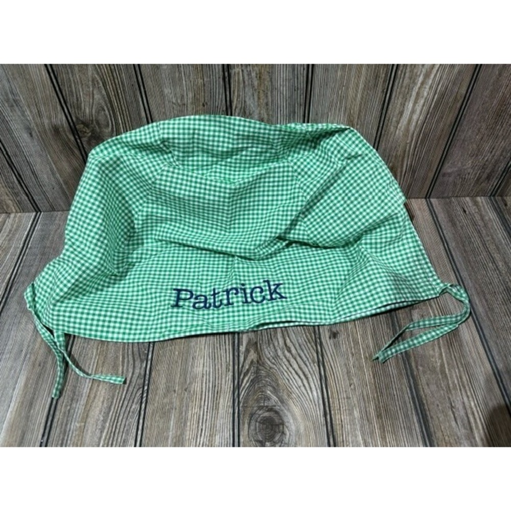 Personalized "Patrick" Pottery Barn Kids Basket Liner Green White Gingham Check